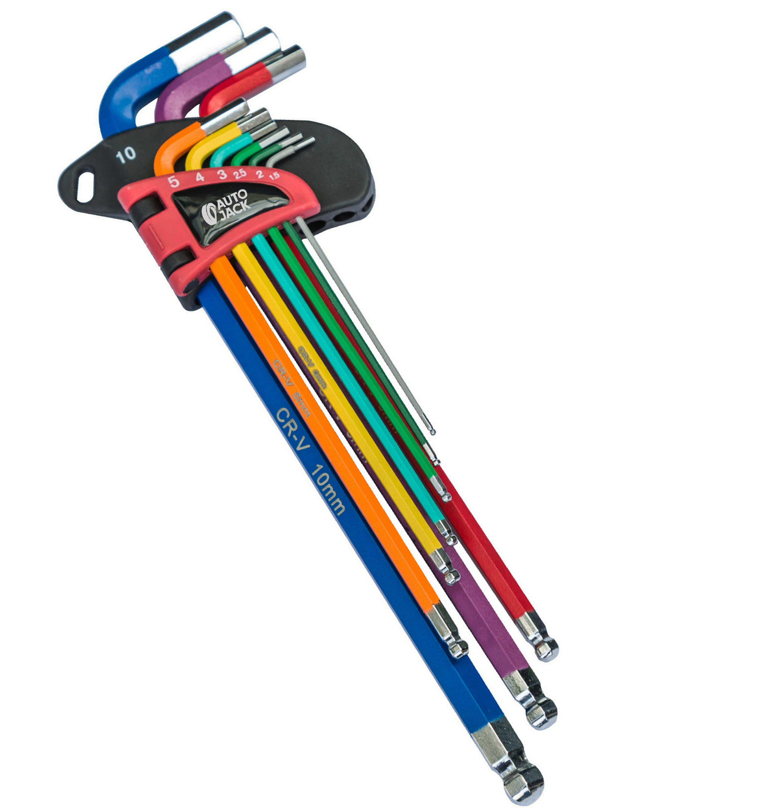 Autojack Long Ball End Allen Hex Key Set 9pc Multi Coloured Tools