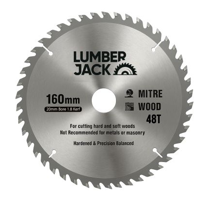 Lumberjack 160mm 48T Trade Circular Saw Blade 20mm Bore