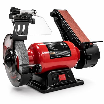Lumberjack 150mm Bench Grinder with 50mm Belt Sander & LED Work Light