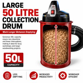 Lumberjack 1100W 50L dust extractor including 5 piece adaptor kit