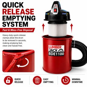 Lumberjack 1100W 50L dust extractor including 5 piece adaptor kit