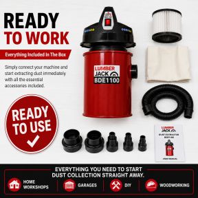 Lumberjack 1100W 50L dust extractor including 5 piece adaptor kit