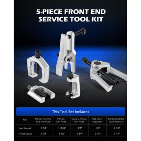 Autojack 5 Piece Universal Heavy Duty Ball Joint Press Separator Splitter Puller Removal Tool Kit