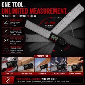Lumberjack Digital LCD Angle Finder Stainless Steel Rule Trend 200mm Ruler 360 Degree Gauge