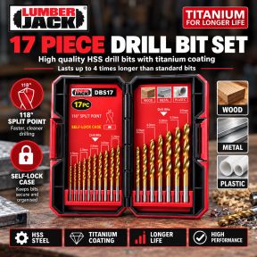 Lumberjack 17 Piece Drill Bit Set HSS Masonry Metal Bits