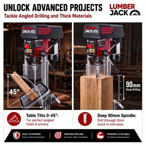 Lumberjack 16mm Bench Top Drill Press Digital Variable Speed Electric Pillar Drills