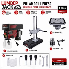 Lumberjack 16mm Bench Top Drill Press Digital Variable Speed Electric Pillar Drills