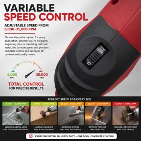 Lumberjack 170W Rotary Tool Set with 120 Accessories, Variable Speed 8000-35000 RPM for Polishing, Shaping, Drilling & Sanding