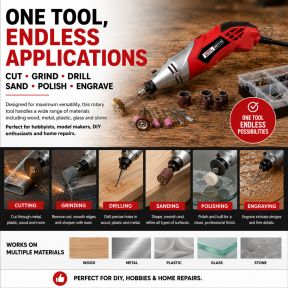 Lumberjack 170W Rotary Tool Set with 120 Accessories, Variable Speed 8000-35000 RPM for Polishing, Shaping, Drilling & Sanding