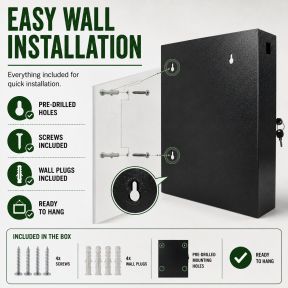 Lumberjack Key Cabinet Secure Storage for 100 Keys with Lock & Adjustable Hooks