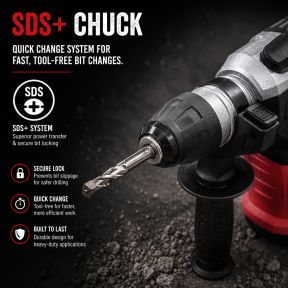 Lumberjack SDS Rotary Hammer Drill 1050W with Drill Bits and Chisel Included