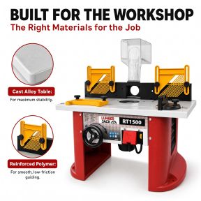Lumberjack 1500W Variable Speed Bench Top Router Table with Integrated Motor Routing