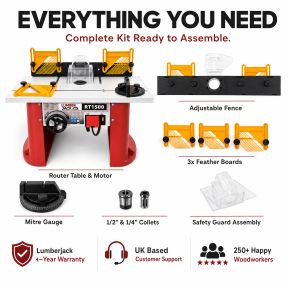 Lumberjack 1500W Variable Speed Bench Top Router Table with Integrated Motor Routing
