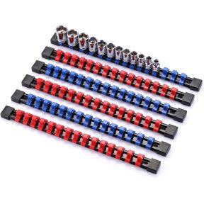 Autojack 6 Piece Blue and Red Sliding Socket Rail 1/4