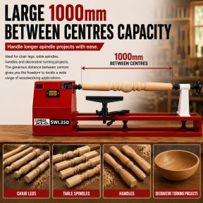 Lumberjack 350mm Starter Wood Lathe Variable Speed Woodturning Tool