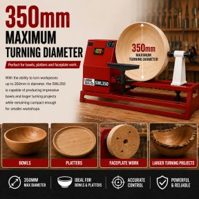 Lumberjack 350mm Starter Wood Lathe Variable Speed Woodturning Tool