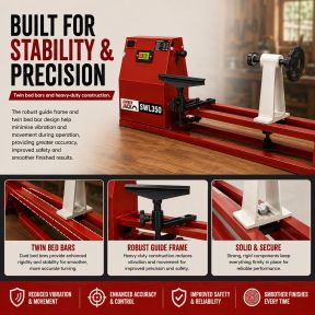 Lumberjack 350mm Starter Wood Lathe Variable Speed Woodturning Tool