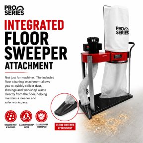 Lumberjack PRO SERIES 57 Litre Dust Extractor 750W Single Bag Collector with Floor Cleaner Attachment and Swivel Castors