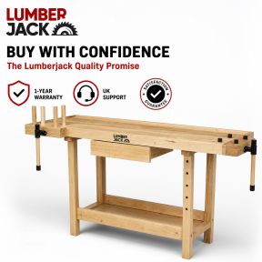 Lumberjack Heavy Duty Solid Wooden Woodworking Work Bench Drawer 2 Vice
