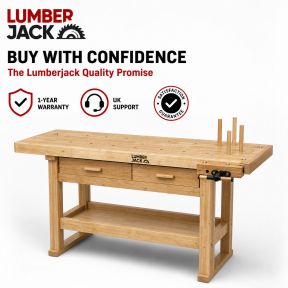 Lumberjack Heavy Duty Solid Wooden Woodworking Work Bench 2 Drawers & Vice