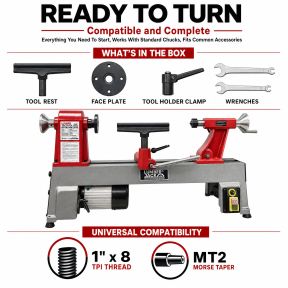 Lumberjack 12 Inch 5 Speed Cast Iron Mini Wood Lathe