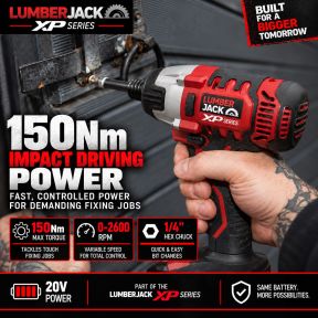 Lumberjack Cordless 20V XPSERIES Twin Kit Hammer Drill & Impact Driver Drill 4A Batteries