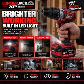 Lumberjack Cordless 20V XPSERIES Twin Kit Hammer Drill & Impact Driver Drill 4A Batteries