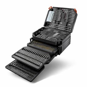 Lumberjack 300Pc HSS Drill Bit Set for Masonry Metal Wood Flat Pozi Bits in Case