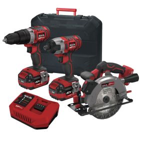 Lumberjack Cordless 20V Twin Kit Combi Drill Impact Driver Drill & Circular Saw with 4A Batteries & Fast Charger