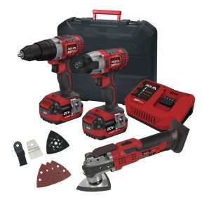 Lumberjack Cordless 20V Twin Kit Combi Drill Impact Driver Drill & Multi Tool with 4A Batteries & Fast Charger
