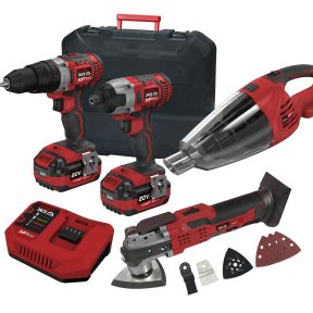 Lumberjack Cordless 20V Combi Drill Impact Driver Drill Vacuum & Multi Tool with 4A Batteries & Fast Charger