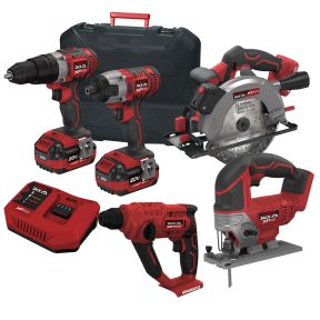 Lumberjack Cordless 20V Combi Drill Impact Driver Jigsaw Circular Saw & SDS Drill with 4A Batteries & Fast Charger