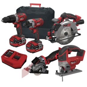 Lumberjack Cordless 20V Combi Drill Impact Driver Drill Jigsaw Circular Saw & Plunge Saw with 4A Batteries & Fast Charger