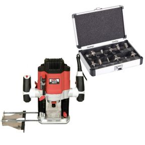 Lumberjack 1/4 Inch Plunge Router with 12 Piece 1/4 inch Router Cutter Set