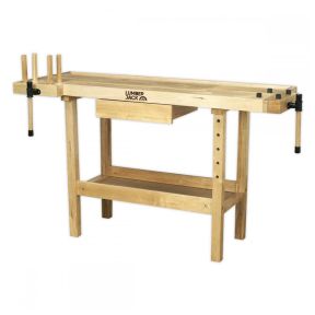 Lumberjack Heavy Duty Solid Wooden Woodworking Work Bench Drawer 2 Vice